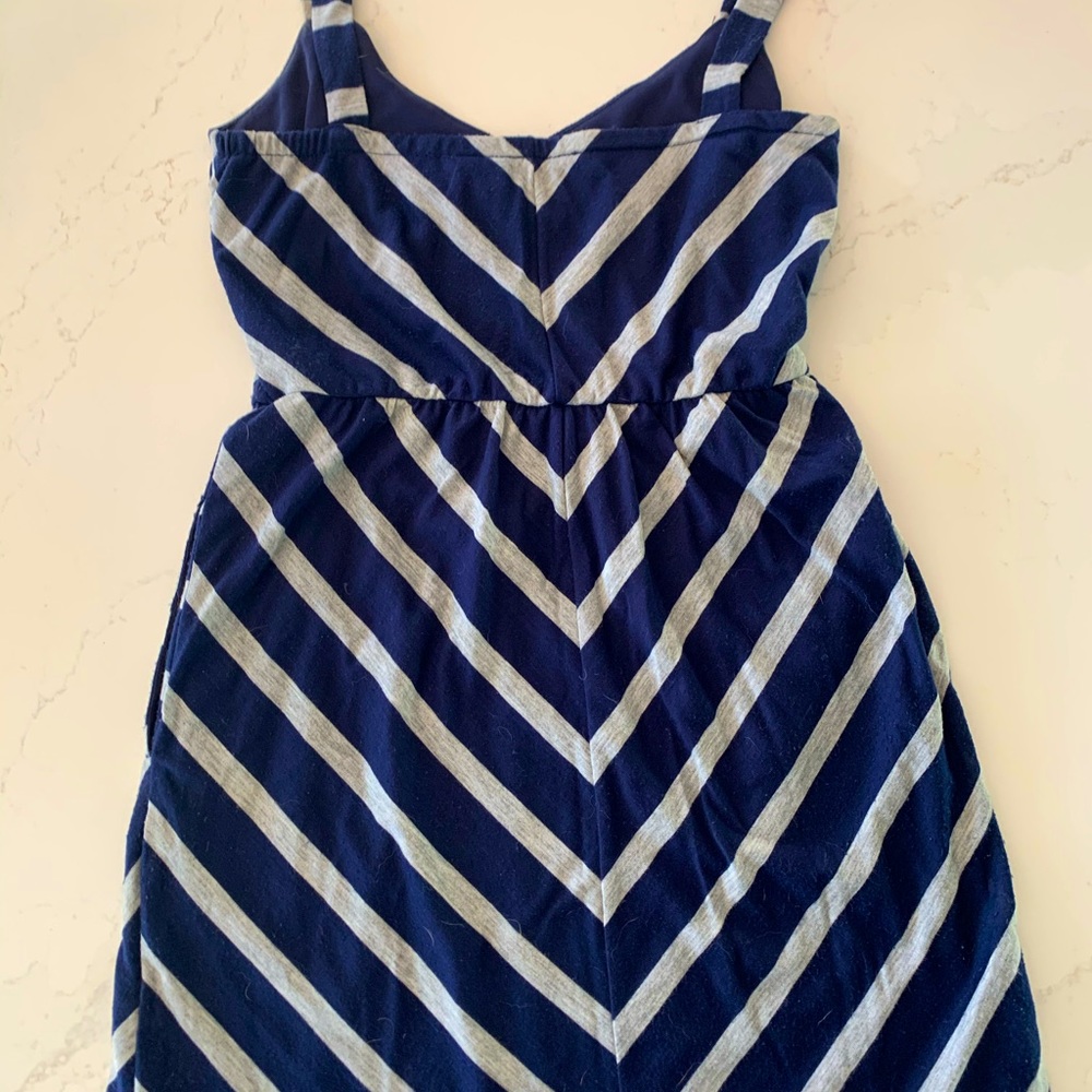 Navy and gray striped dress